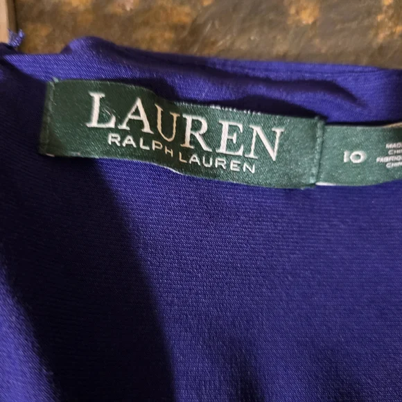 Ralph Lauren Royal Blue Ruched Sheath Dress with Dolman Sleeves. Sz 10 - Picture 5 of 6